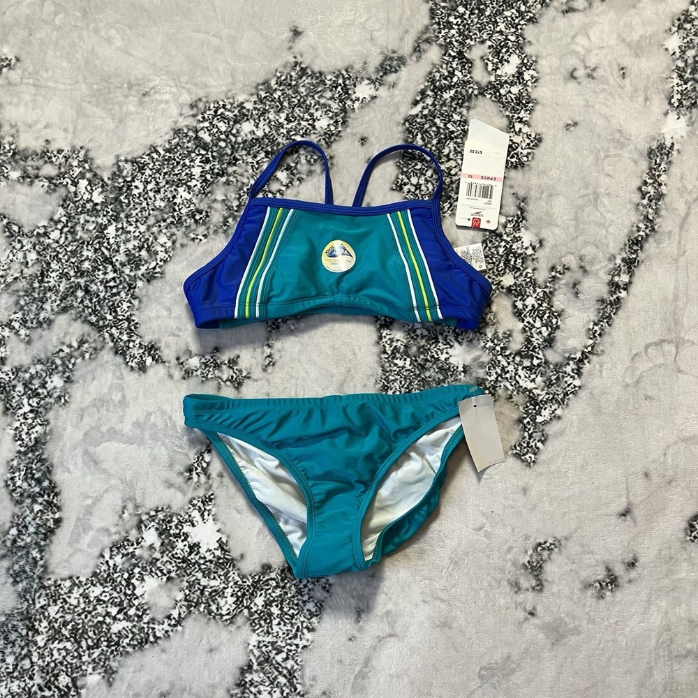 Speedo Girl's 10 Competitive Racing Two Piece Seawater Xtra Life Lycra Swimsuit